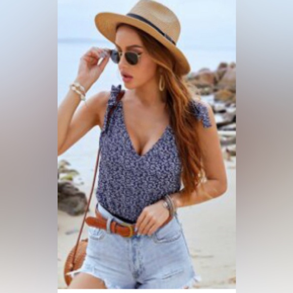 Shein bodysuit with tied shoulders straps size small.